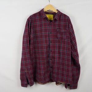 Descendant of Thieves Shirt Red Blue Plaid Flannel By Dres Ladro, Mens XL